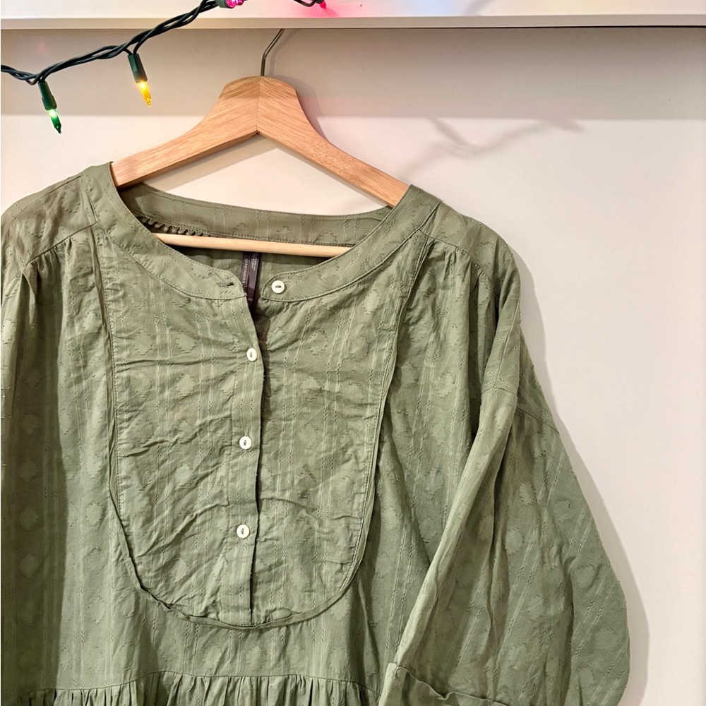 Anthropologie Sage Green Maxi Dress 100% Cotton